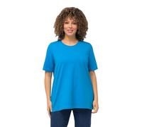 Ulla Popken Women's T-Shirt, A-line, Crew Neck, Half Sleeve 807264, Sapphire Blue, 32 UK/34 UK