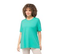 Ulla Popken Women's T-Shirt, A-line, Crew Neck, Half Sleeve 807264, Turquoise Green, 36/38 UK