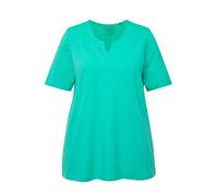 Ulla Popken Women's T-Shirt, A-line, Tunic Neckline, Half Sleeves, 807259, Turquoise Green, 32 UK/34 UK
