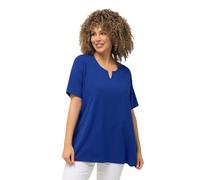Ulla Popken Women's T-Shirt, A-line, Tunic Neckline, Half Sleeves, Cobalt Blue, 58-60