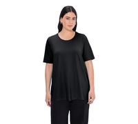 Ulla Popken Women's T-Shirt, A-Linie, Rundhalsausschnitt, Halbarm, Black, 28-30