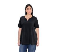 Ulla Popken Women's T-Shirt, A-Linie, Tunika-Ausschnitt, Halbarm T-Shirt, Black Beauty, 58/60