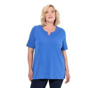 Ulla Popken Women's T-Shirt, A-Linie, Tunika-Ausschnitt, Halbarm Tunic, Plum Blue, 28 UK/30 UK