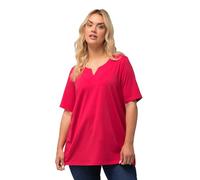 Ulla Popken Women's T-Shirt, A-Linie, Tunika-Kragen, Halblange Ärmel, Rot, 44-46