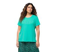 Ulla Popken Women's T-Shirt with Lettering, Regular 829260, Turquoise Green, 16 UK/18 UK