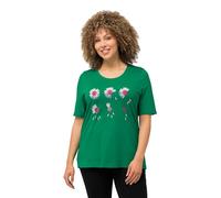 Ulla Popken Women's T-Shirt with Flower Magic, Green, 24 UK/26 UK