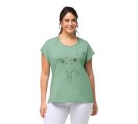 Ulla Popken Women's T-Shirt with foil Print, Oversized 831850, Light Green, 32 UK/34 UK