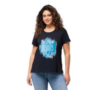 Ulla Popken Women's T-Shirt with Front Print Blue Tones, Classic 829290, Navy, 20 UK/22 UK