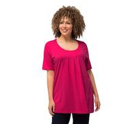 Ulla Popken Women's T-Shirt, Zierfalten, A-Linie, Rundhals, Halbarm, Modal, Magenta Pink, 36/38 UK
