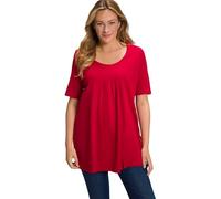Ulla Popken Women's T-Shirt, Zierfalten, A-Linie, Rundhals, Halbarm, Modal, Mohn, 20-22