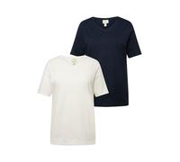 Ulla Popken Women's T-Shirts, Pack of 2, V-Neck, Half Sleeves, Organic Cotton, Navy, 20-22