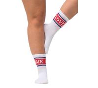 Ulla Popken Women's Tennis Sock Love, White, 39-42