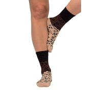 Ulla Popken Women's Tennis Socks, Leopard Print Stockings, Light Brown, One Size