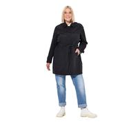 Ulla Popken Women's Trench Coat, A-line, Shirt Collar, tie Belt, Black, 50-52