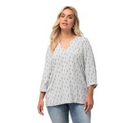 Ulla Popken Women's Tunika mit Knopfleiste und Druck Blouses, White, 20 UK/22 UK