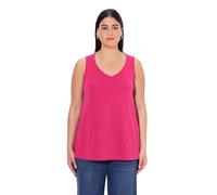 Ulla Popken Women's V-Neck Classic Sleeveless T-Shirts, Magenta Pink, 28 UK/30 UK