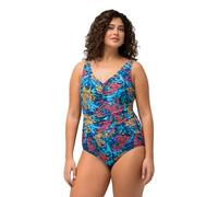 Ulla Popken Women's Wiebke Flapped Waist Swimsuit One Piece, Blue, UK 34
