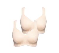Ulla Popken Women's Mikrofaser-bh, 2er-Pack, Ohne Bügel, Vorgeformte Cups Bra, Beige, 42B