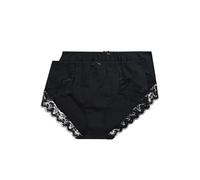 Ulla Popken Womenswear Plus Size Curvy 2 Pack Panty - Lace Trim black 58+ 824106100-58+