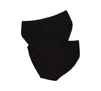 Ulla Popken Womenswear Plus Size Curvy 2-Pack Soft & Simple Cotton Panties black 62+ 712882100-62+