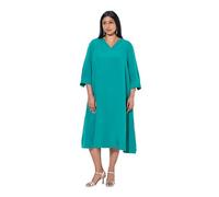 Ulla Popken Womenswear Plus Size Curvy A-Line Linen Blend Dress Green Blue 42+ 838110460-42+