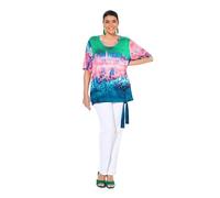 Ulla Popken Womenswear Plus Size Curvy Abstract Gradient Tie Hem Tee Pale Heather 50+ 840100813-50+