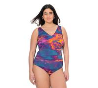 Ulla Popken Womenswear Plus Size Curvy Abstract Sunset One Piece Swimsuit Orange 22 837718658-48