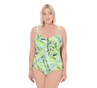 Ulla Popken Womenswear Plus Size Curvy Abstract Wave Zip Front Swimsuit Lime 20 837622754-46
