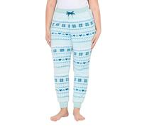 Ulla Popken Womenswear Plus Size Curvy Alpine Striped Plush Loungewear Pants Delicate Pale Blue 50+ 834556700-50+