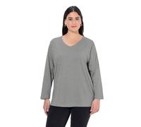 Ulla Popken Womenswear Plus Size Curvy Back to Basics V-Neck Relaxed Fit Cotton Tee 725334