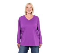 Ulla Popken Women's Shirt, V-Ausschnitt, Relaxed, Langarm Tunic, Purple, 32 UK/34 UK