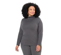 Ulla Popken Womenswear Plus Size Curvy Basic Long Sleeve Slim Fit Turtleneck Graphite Gray 50+ 646813110-50+