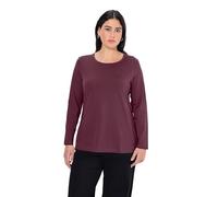 Ulla Popken Womenswear Plus Size Curvy Basic Round Neck Long Sleeve Slim Fit Cotton Tee Dark Berry 58+ 646801544-58+