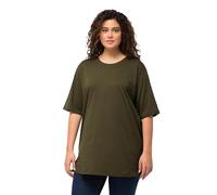 Ulla Popken Womenswear Plus Size Curvy Basic Round Neck Short Sleeve Relaxed Fit Tee Forest Green 54+ 486910201-54+