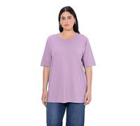 Ulla Popken Womenswear Plus Size Curvy Basic Round Neck Short Sleeve Relaxed Fit Tee Lavender 50+ 486910805-50+