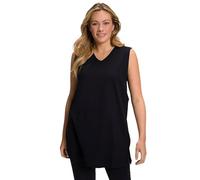Ulla Popken Womenswear Plus Size Curvy Basic V-Neck Relaxed Fit Cotton Knit Tank 531122