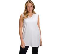Ulla Popken Womenswear Plus Size Curvy Basic V-Neck Relaxed Fit Cotton Knit Tank 531122