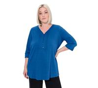 Ulla Popken Women's Bubble-Tunika, Biesen, Herzausschnitt, 3/4-arm Tunic, Cobalt Blue, 50-52 Große Größen