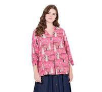 Ulla Popken Womenswear Plus Size Curvy Bunny Print 3/4 Sleeve Blouse Fuchsia Pink 50+ 837436800-50+