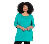 Ulla Popken Womenswear Plus Size Curvy Classic A-Line 3/4 Sleeve Round Neck Knit Tunic Dark Mint 50+ 839226455-50+
