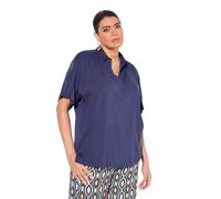 Ulla Popken Womenswear Plus Size Curvy Cold Shoulder Collared Blouse Universe 54+ 839018730-54+