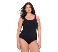 Ulla Popken Women's Badeanzug, Farbige Paspeln, Ohne Softcups, Rundhal One Piece Swimsuit, Black, 50-52