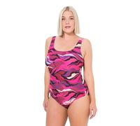 Ulla Popken Women's Badeanzug Alice, Softline, Dg, Waves One Piece Swimsuit, Purple, 54-56