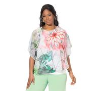 Ulla Popken Womenswear Plus Size Curvy Dahlia Print Layered Chiffon Blouse off-white 50+ 839922200-50+