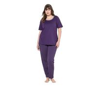 Ulla Popken Womenswear Plus Size Curvy Dot Print Short Sleeve Pajama Set Aubergine 54+ 821244846-54+