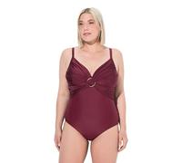 Ulla Popken Womenswear Plus Size Curvy Draped O-Ring One Piece Swimsuit Berry 22 836479348-48