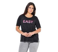 Ulla Popken Women's T-Shirt with Easy Wording, Classic, Black, 20/22