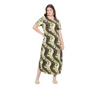 Ulla Popken Women's Jersey Maxidress with Seed Capsule Print Dresses, Khaki, 28-30