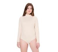 Ulla Popken Womenswear Plus Size Curvy Eco Cotton Ribbed Knit Turtleneck Bodysuit Pearl White 54+ 831838650-54+