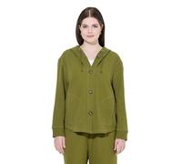 Ulla Popken Womenswear Plus Size Curvy Eco Cotton Waffle Texture Long Sleeve Hoodie Leaf Green 58+ 827091437-58+